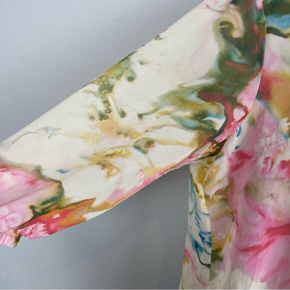 Chico's Off White Lace Inset Pop Over Top 3 - Picture 3 of 7